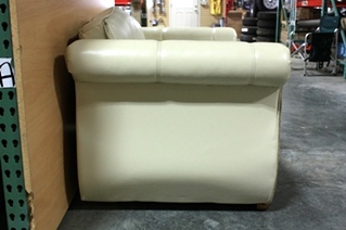 USED LEATHER/SUEDE FLEXSTEEL LOVESEAT WITH FOOT REST FOR SALE