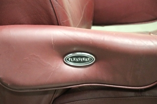 USED RV/MOTORHOME FURNITURE SET OF 2 BURGUNDY FLEXSTEEL CAPTAIN CHAIRS FOR SALE