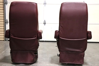 USED RV/MOTORHOME FURNITURE SET OF 2 BURGUNDY FLEXSTEEL CAPTAIN CHAIRS FOR SALE