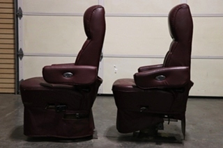 USED RV/MOTORHOME FURNITURE SET OF 2 BURGUNDY FLEXSTEEL CAPTAIN CHAIRS FOR SALE