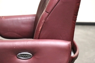 USED RV/MOTORHOME FURNITURE SET OF 2 BURGUNDY FLEXSTEEL CAPTAIN CHAIRS FOR SALE