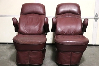 USED RV/MOTORHOME FURNITURE SET OF 2 BURGUNDY FLEXSTEEL CAPTAIN CHAIRS FOR SALE