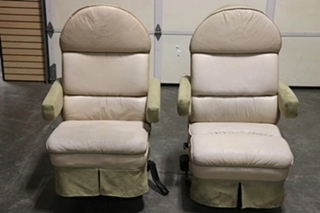 USED VINYL & SUEDE 425 PANTHER CAPTAIN CHAIR SET RV FURNITURE FOR SALE