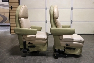 USED VINYL & SUEDE 425 PANTHER CAPTAIN CHAIR SET RV FURNITURE FOR SALE