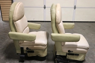 USED VINYL & SUEDE 425 PANTHER CAPTAIN CHAIR SET RV FURNITURE FOR SALE