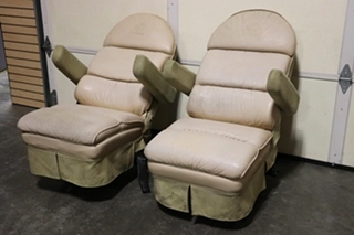 USED VINYL & SUEDE 425 PANTHER CAPTAIN CHAIR SET RV FURNITURE FOR SALE