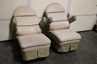 USED VINYL & SUEDE 425 PANTHER CAPTAIN CHAIR SET RV FURNITURE FOR SALE