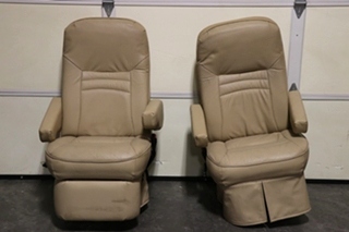 USED MOTORHOME VINYL TAN CAPTAIN CHAIR SET FOR SALE