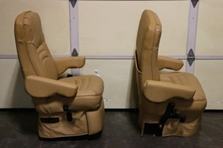 USED MOTORHOME VINYL TAN CAPTAIN CHAIR SET FOR SALE