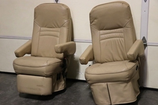 USED MOTORHOME VINYL TAN CAPTAIN CHAIR SET FOR SALE