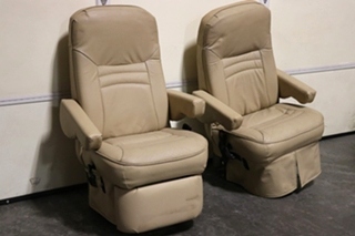 USED MOTORHOME VINYL TAN CAPTAIN CHAIR SET FOR SALE