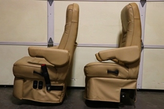 USED MOTORHOME VINYL TAN CAPTAIN CHAIR SET FOR SALE