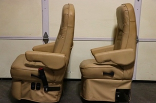 USED MOTORHOME VINYL TAN CAPTAIN CHAIR SET FOR SALE