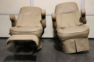 USED MOTORHOME VINYL TAN CAPTAIN CHAIR SET FOR SALE