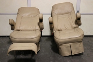 USED MOTORHOME VINYL TAN CAPTAIN CHAIR SET FOR SALE