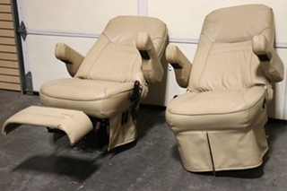 USED MOTORHOME VINYL TAN CAPTAIN CHAIR SET FOR SALE