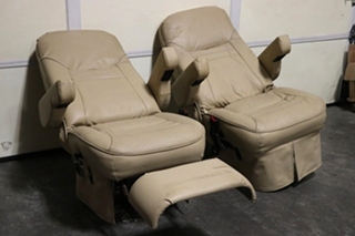 USED MOTORHOME VINYL TAN CAPTAIN CHAIR SET FOR SALE