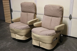 USED CLOTH & VINYL CAPTAIN CHAIR SET RV FURNITURE FOR SALE