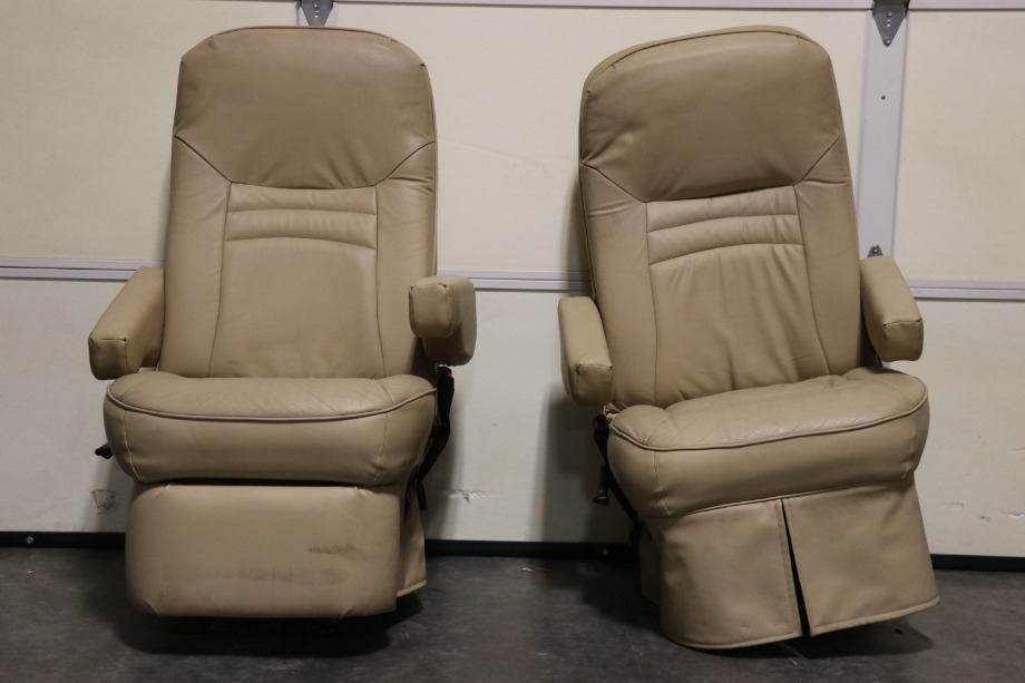 USED MOTORHOME VINYL TAN CAPTAIN CHAIR SET FOR SALE